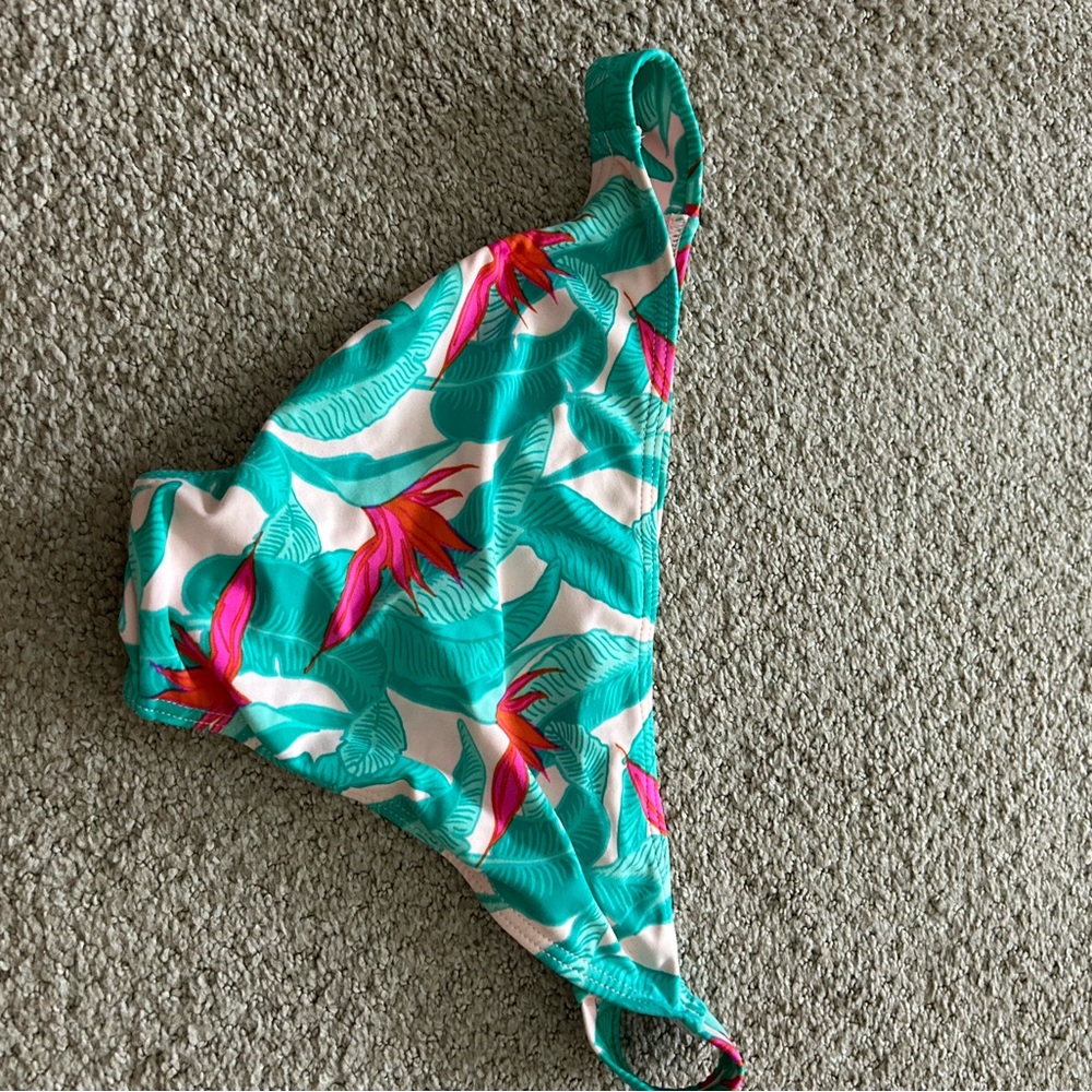 Xhilaration Women's Bikini Bottom - Teal, Hot Pink & White Tropical Print